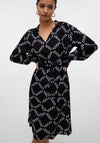 Vero Moda Brina Printed V Neck Dress, Black