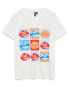 Vero Moda Sori Francis Lip Grid T Shirt, White
