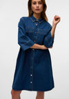 Vero Moda Denim Button Up Dress, Medium Blue