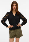 Vero Moda Nana Lace Sleeve Shirt, Black