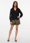 Vero Moda Nana Lace Sleeve Shirt, Black