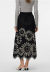 Vero Moda Blakely Floral Embroidered Skirt, Black