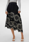 Vero Moda Blakely Floral Embroidered Skirt, Black