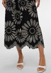 Vero Moda Blakely Floral Embroidered Skirt, Black