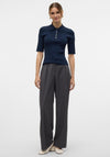 Vero Moda Pearl Ribbed Polo Neck Top, Navy