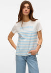 Vero Moda Soni Francis Hola Chica Striped T Shirt, White and Blue
