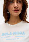 Vero Moda Soni Francis Hola Chica Striped T Shirt, White and Blue