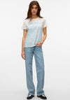 Vero Moda Soni Francis Hola Chica Striped T Shirt, White and Blue