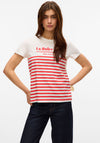 Vero Moda Soni Francis La Dolce Vita Striped T Shirt, White and Red