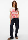 Vero Moda Soni Francis La Dolce Vita Striped T Shirt, White and Red