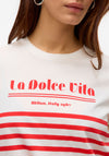 Vero Moda Soni Francis La Dolce Vita Striped T Shirt, White and Red