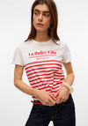 Vero Moda Soni Francis La Dolce Vita Striped T Shirt, White and Red