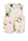 Vero Moda Liana Patterned Shiny Waistcoat, Green Multi