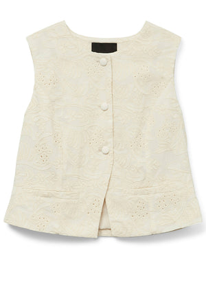 Vero Moda Eline Embroidered Waistcoat, Cream
