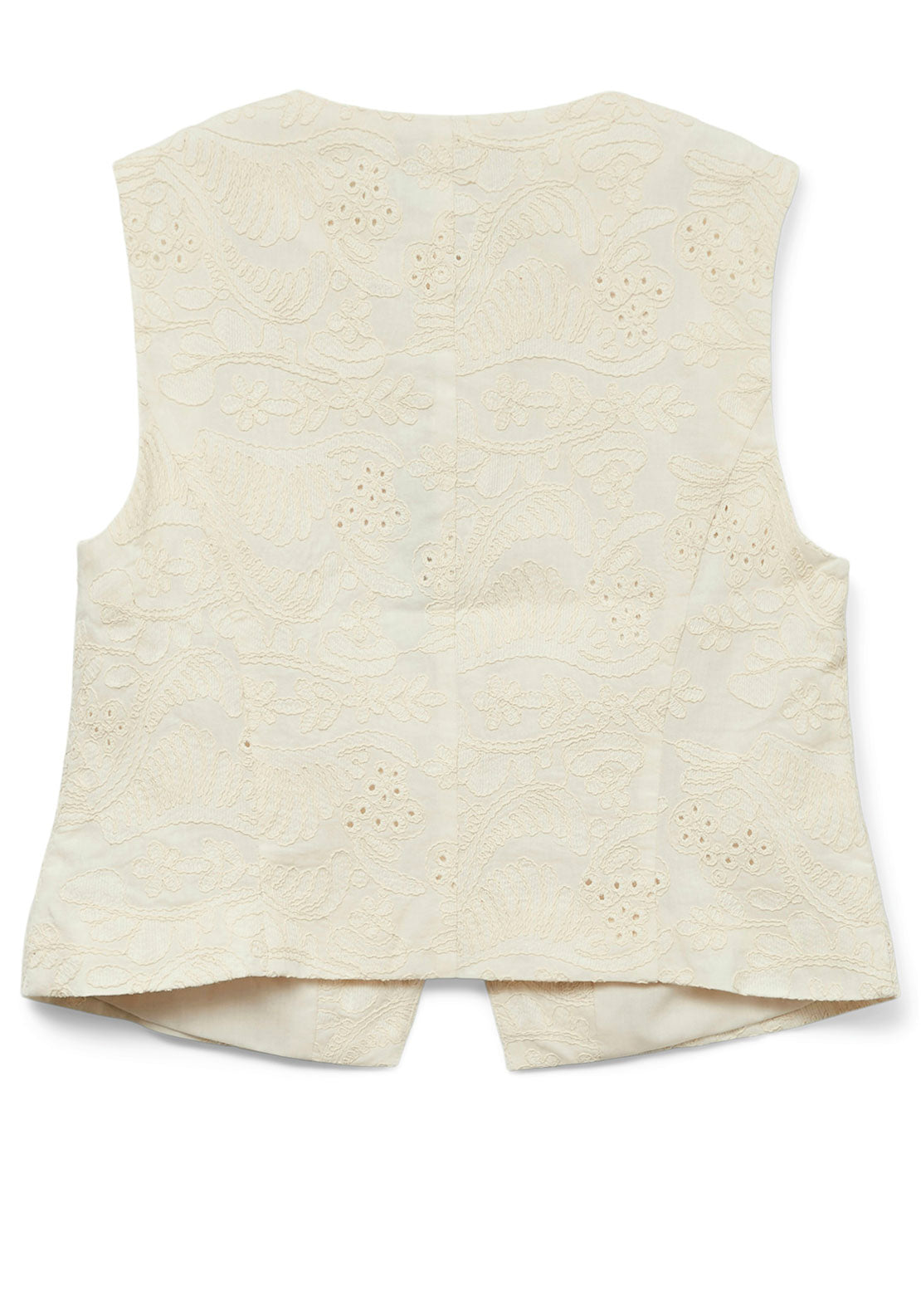 Vero Moda Eline Embroidered Waistcoat, Cream
