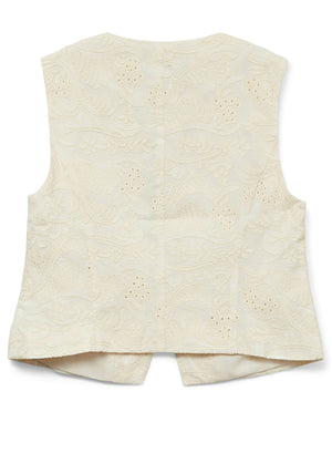 Vero Moda Eline Embroidered Waistcoat, Cream