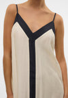 Vero Moda Denise Contrast Detail Ankle Dress, Cream and Black