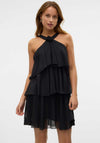 Vero Moda Felicia Ruffle Short Duffle Dress, Black