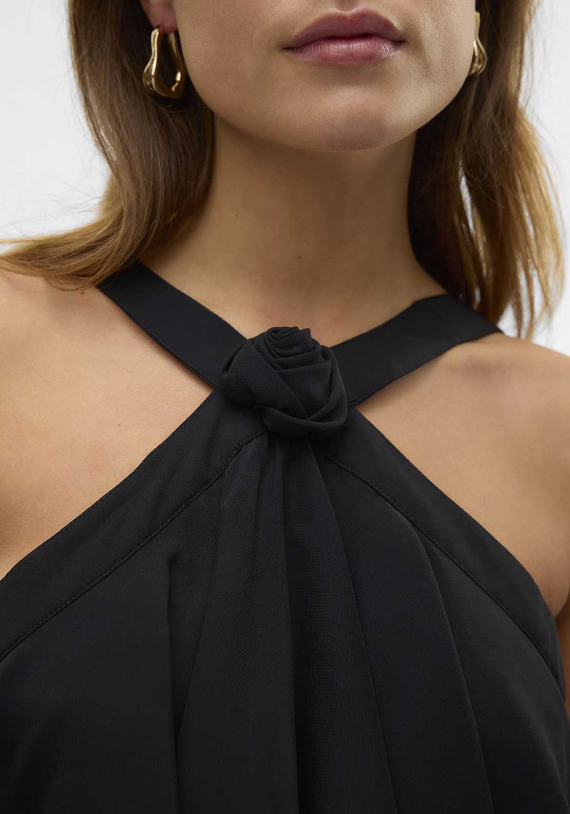 Vero Moda Felicia Ruffle Short Duffle Dress, Black
