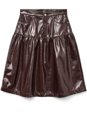 Vero Moda Bicca Patent Midi Skirt, Burgundy