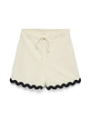 Vero Moda Jenna Scalloped Trim Shorts, Cream
