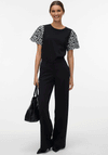 Vero Moda Jasy Crochet Sleeve Top, Black