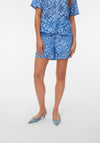 Vero Moda Mikka High Waisted Mesh Floral Shorts, Blue