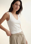 Vero Moda Chloe Basic Deep V-Neck Vest, White