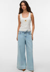 Vero Moda Disa Sunflower Ribbed Vest Top, White
