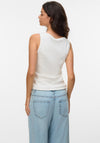 Vero Moda Disa Sunflower Ribbed Vest Top, White