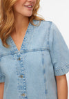 Vero Moda Fonda V Neck Denim Dress, Light Blue