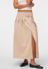 Vero Moda Manonsia Pleat Panel Midi Skirt, Beige