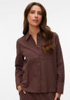 Vero Moda Caia Cotton Linen Mix Shirt, Brown