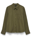 Vero Moda Caia Cotton Linen Mix Shirt, Green