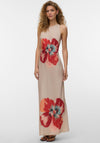 Vero Moda Reba Floral Satin Maxi Dress, Light Gold