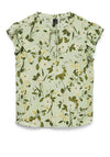 Vero Moda Nellie Floral Frill Sleeve Top, Green