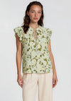 Vero Moda Nellie Floral Frill Sleeve Top, Green
