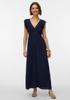Vero Moda Easy Joy Deep V-Neck Geometric Print Dress, Navy