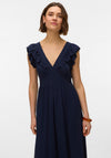 Vero Moda Easy Joy Deep V-Neck Geometric Print Dress, Navy