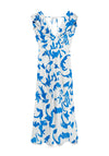 Vero Moda Easy Joy Deep V-Neck Geometric Print Dress, Blue and White