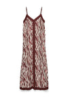 Vero Moda Denise Zebra Print Ankle Dress, Burgundy and White