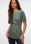 Vero Moda Vira Ruched Gold Hardware Top, Green