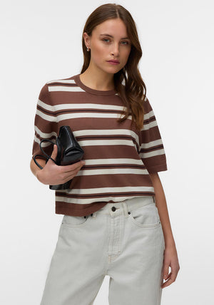Vero Moda Silje Striped Knit Top, Brown