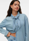 Vero Moda Vionette Denim with Neck Detail Shirt, Medium Blue Denim