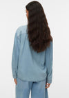 Vero Moda Vionette Denim with Neck Detail Shirt, Medium Blue Denim