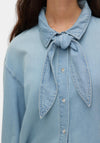 Vero Moda Vionette Denim with Neck Detail Shirt, Medium Blue Denim