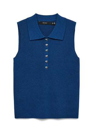Vero Moda Rally Sleeveless Ribbed Top, Blue