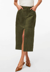 Vero Moda Kathy Faux Suede Aline Midi Skirt, Green