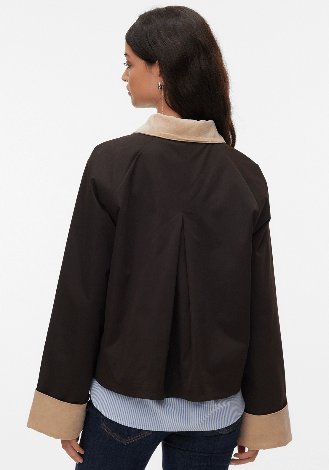 Vero Moda Vicky Contrast Cord Jacket, Brown