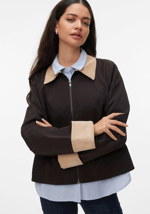 Vero Moda Vicky Contrast Cord Jacket, Brown